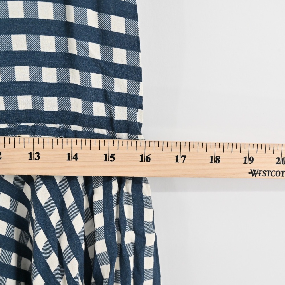 Vineyard Vines Gingham Moonshine Dress Womens Size XS Navy Blue Tie Sleeveless - Picture 6 of 12